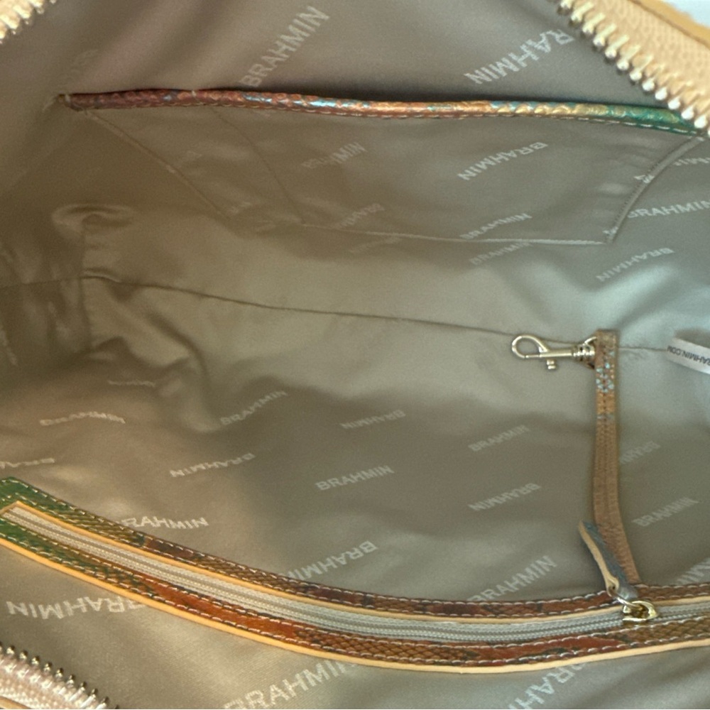 Brahmin Multi Abalone Tabitha Shoulder Bag Tri-Color Cobra Snake Embossed - Picture 6 of 9